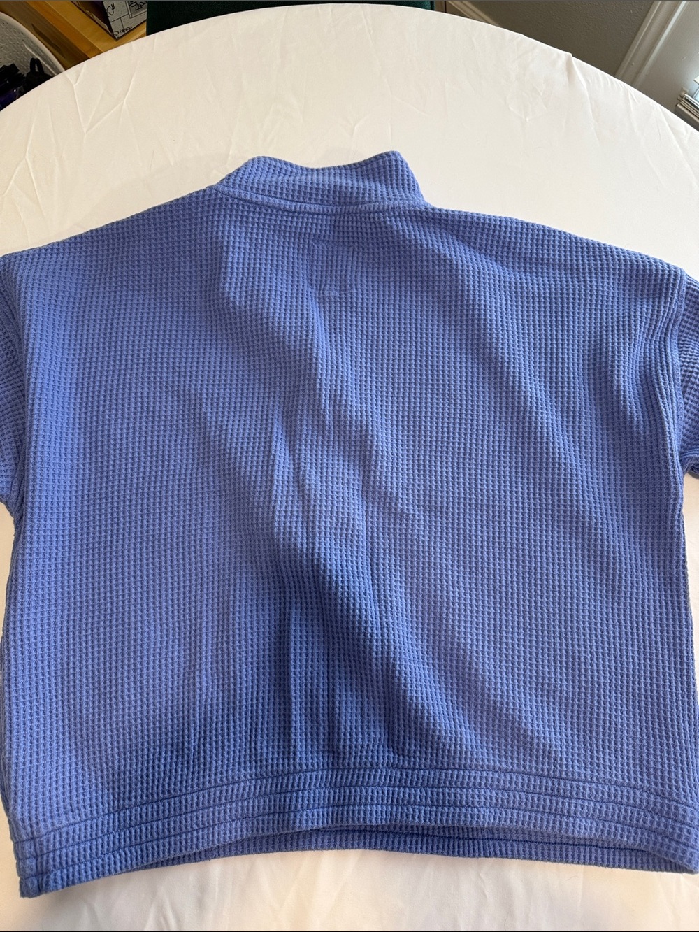 aerie Waffle-Knit Half-Zip Pullover in Periwinkle Blue - Picture 8 of 9